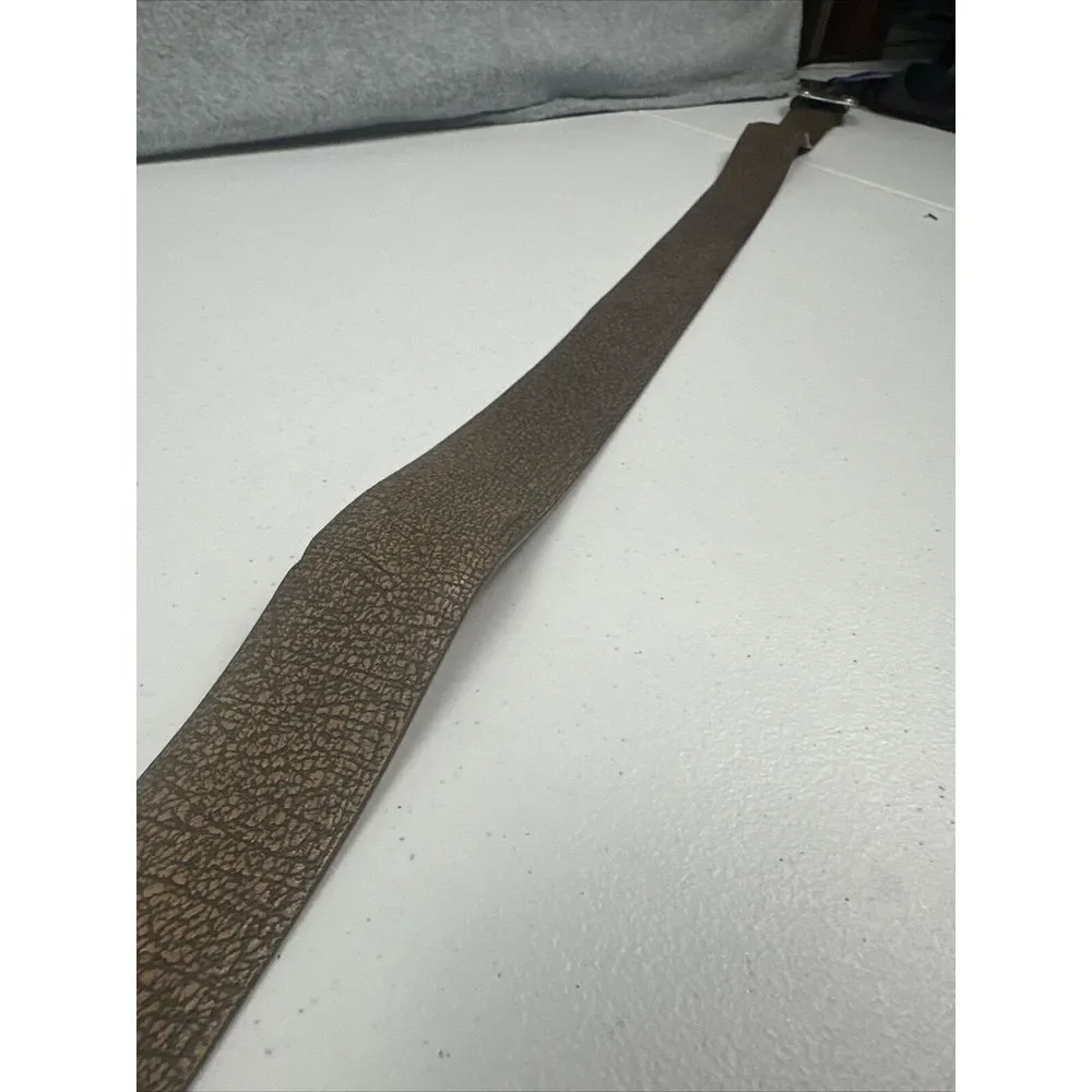 W. Kleinberg Brown Leather Belt with Silver-Tone Buckle